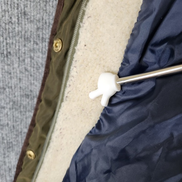 Nautica Jacket Womens Quilted Barn Green Faux Shearling Lined Elbow Patch XL - Picture 12 of 13